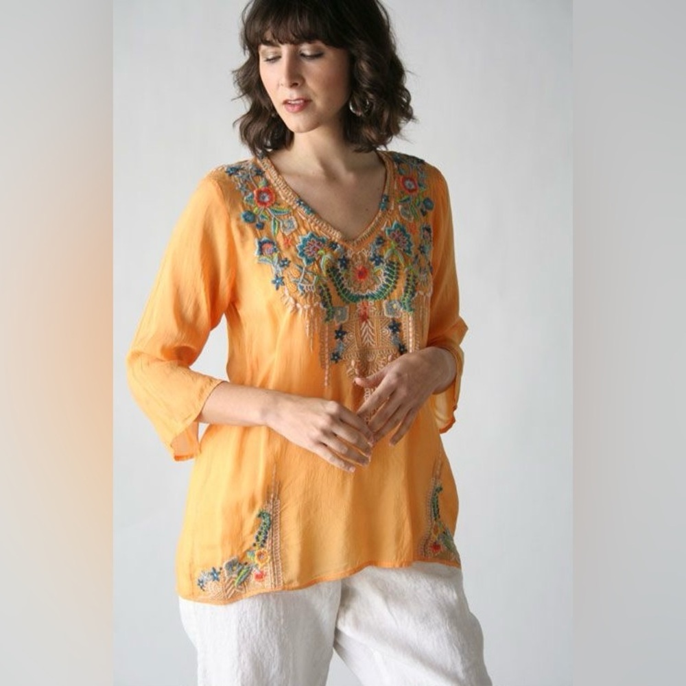 Johnny Was Embroidered Tropic Blouse